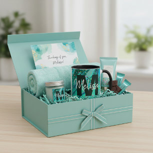 Personalized Teal glitter marble Coffee Mug