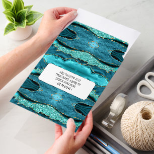 Personalized Teal Gold Glitter Envelope Mailers
