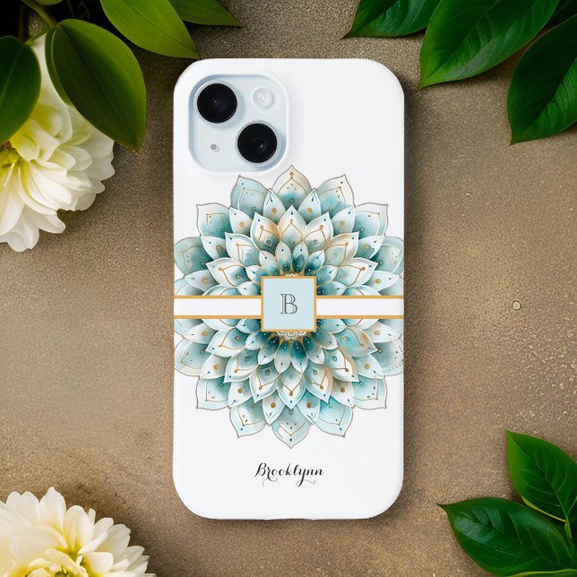 Personalized Teal Gold Mandala Case-Mate iPhone Case (Creator Uploaded)