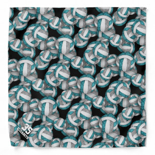 Personalized teal gray girly volleyballs bandana