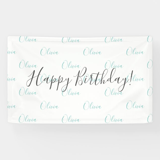 Personalized Teal Green Birthday Name Banner (Horizontal)