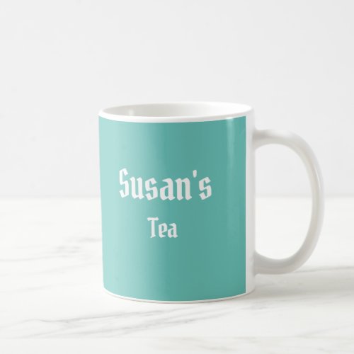 Personalized Teal Green Tea or Coffee Mug