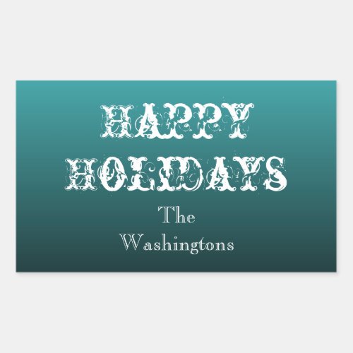 Personalized Teal Holiday Stickers
