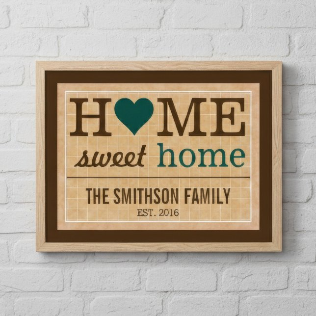 Personalized Teal Home Sweet Home Family Welcome Poster (Creator Uploaded)