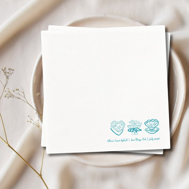 Personalized Teal Last Splash Bachelorette Napkins (Personalized Last Splash Bachelorette Decor Napkin)