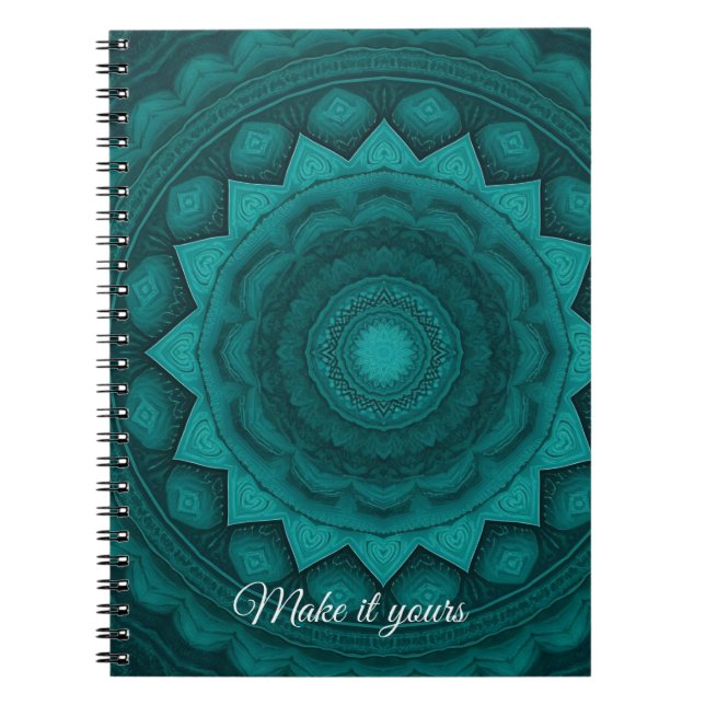 Personalized Teal Mandala iPhone Cover – Boho Chic Notebook (Front)