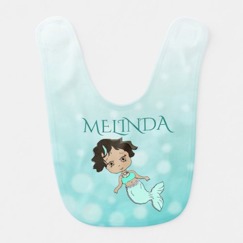 Personalized Teal Mermaid Baby Girl Bib