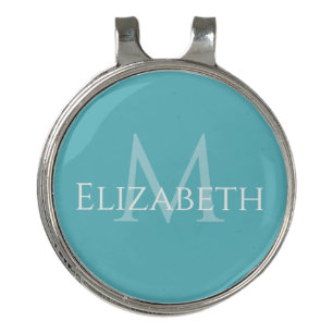 Personalized Teal Monogram Elegant Initial Name Golf Hat Clip