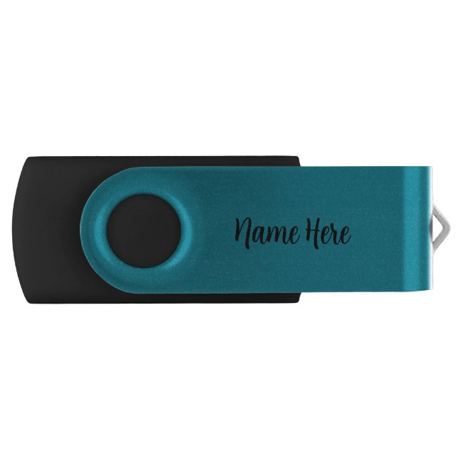 Personalized Teal, Ocean Blue, Dark Cyan Color Flash Drive (Front)