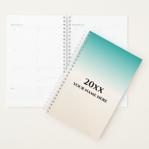 Personalized Teal Ombre Planner Notebook