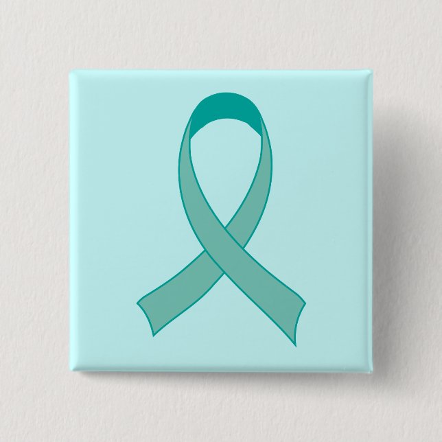 Personalized Teal Ribbon Fridge Magnet Gift Button (Front)
