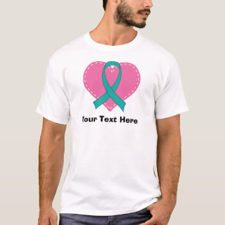 Personalized Teal Ribbon Heart T-Shirt