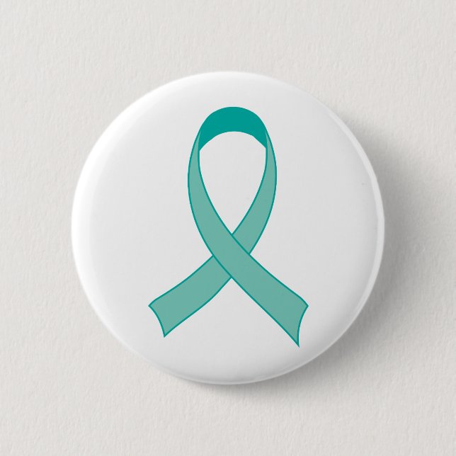 Personalized Teal Ribbon Tshirt Gift Button (Front)