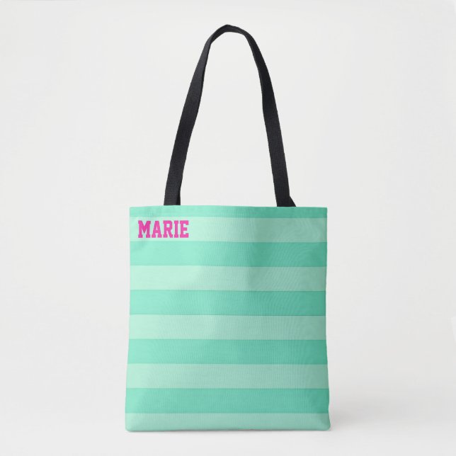 Personalized Teal shades of green Shopping Tote Bag (Front)