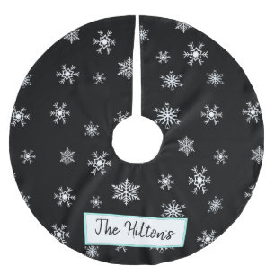 Personalized Teal Snowflake Christmas Skirt Brushed Polyester Tree Skirt