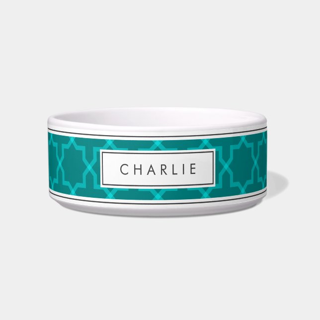 Personalized Teal Star Pattern Pile Bowl (Front)