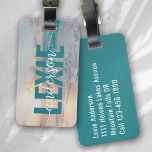 Personalized Teal Sunset Ocean Waves Luggage Tag<br><div class="desc">Liven up your luggage with this personalized design that's perfect for travellers</div>