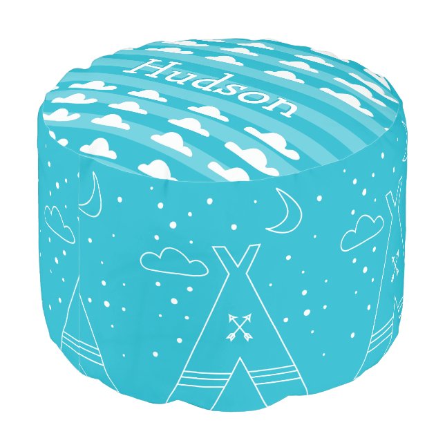 Personalized Teal Tepee Cloud pouf or Any Color (Angled Back)