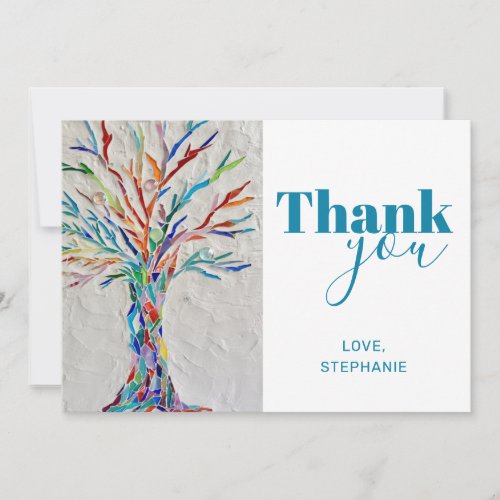 Personalized Teal Typography Tree Thank You