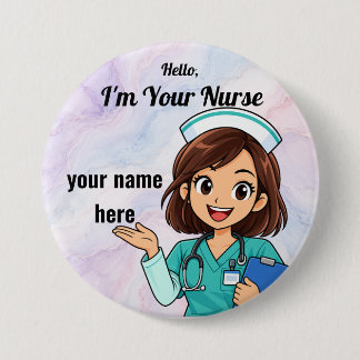 Personalized Teal Uniform Nurse Name Button