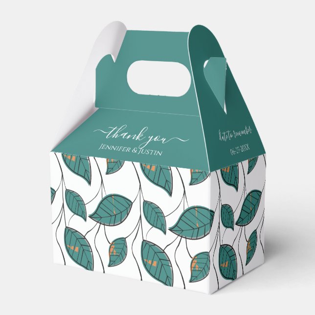 Personalized Teal Wedding Colors  Favor Boxes (Front Side)