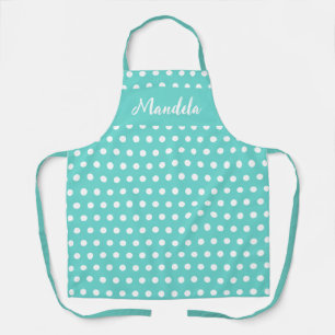 Personalized Teal White Polka Dot Apron