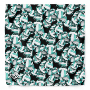 Personalized teal white zebra accent volleyballs bandana