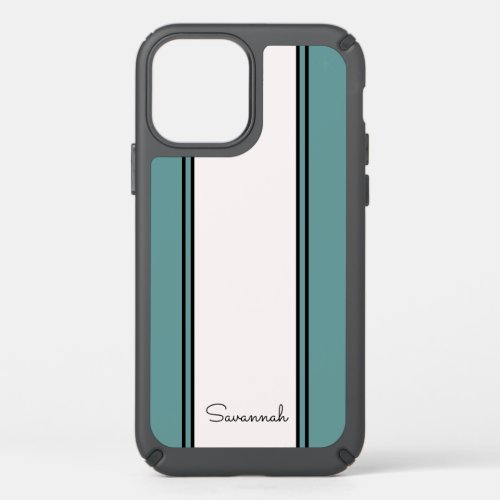 Personalized Teal with Name and Black Trim Speck iPhone 12 Pro Case