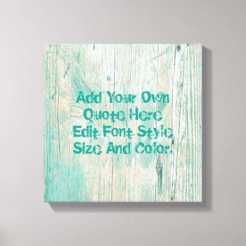 Personalized teal wooden pattern canvas print