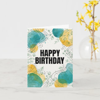 Personalized Teal Yellow Birthday Card