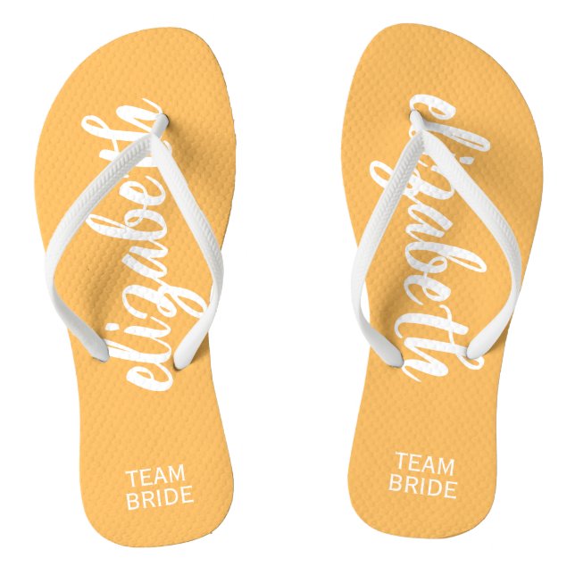 Personalized Team Bride Orange and White Flip Flops (Footbed)