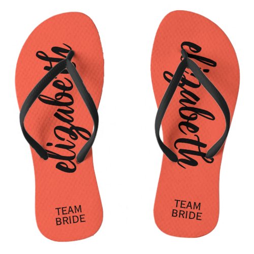 Personalized Team Bride Peach Flip Flops