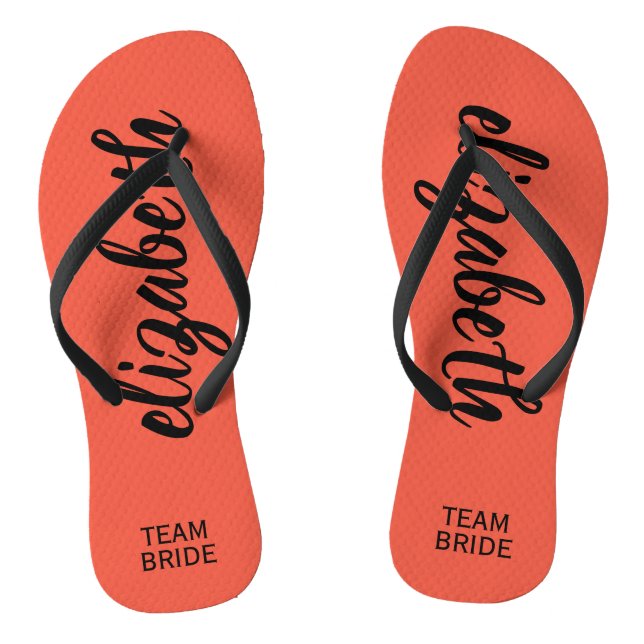 Personalized Team Bride Peach Flip Flops (Footbed)