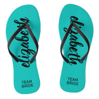 Personalized Team Bride Turquoise Flip Flops