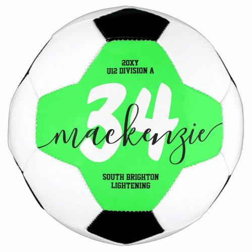 Personalized Team Colors Number Name  Soccer Ball