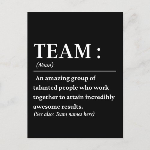 Personalized Team Definition Best Team Ever Postcard