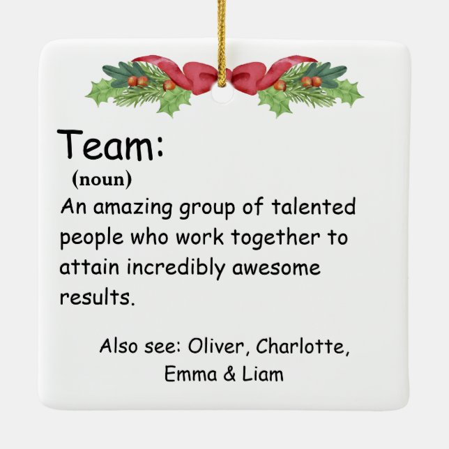 Personalized Team Definition employee appreciation Ceramic Ornament (Back)