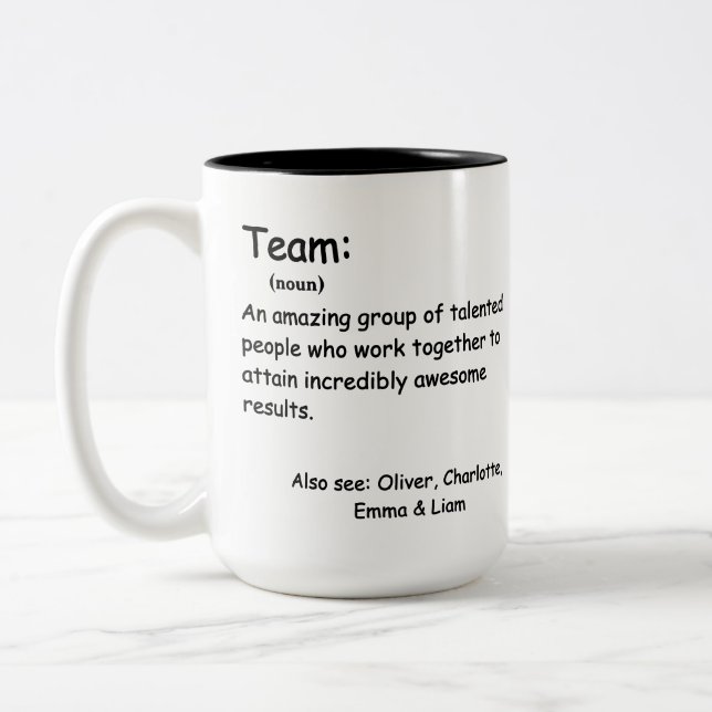 Personalized Team Definition employee appreciation Two-Tone Coffee Mug (Left)