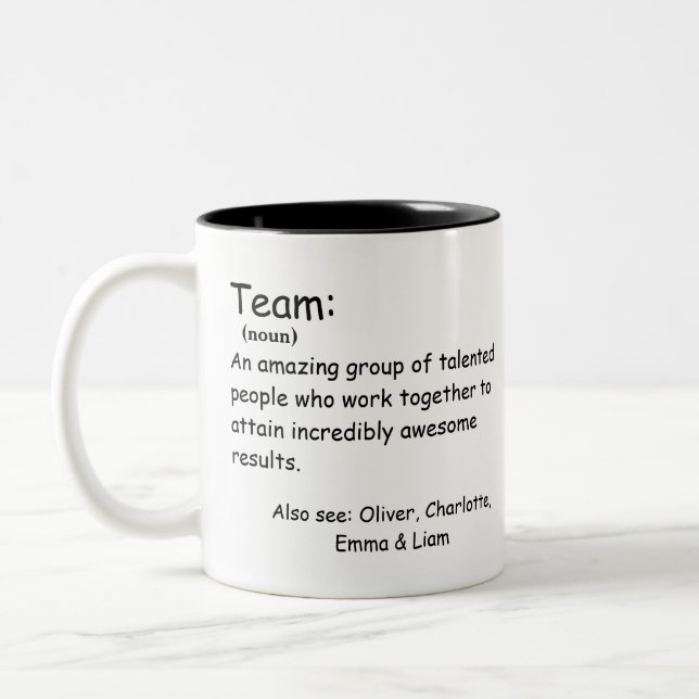 Personalized Team Definition employee appreciation Two-Tone Coffee Mug (Left)