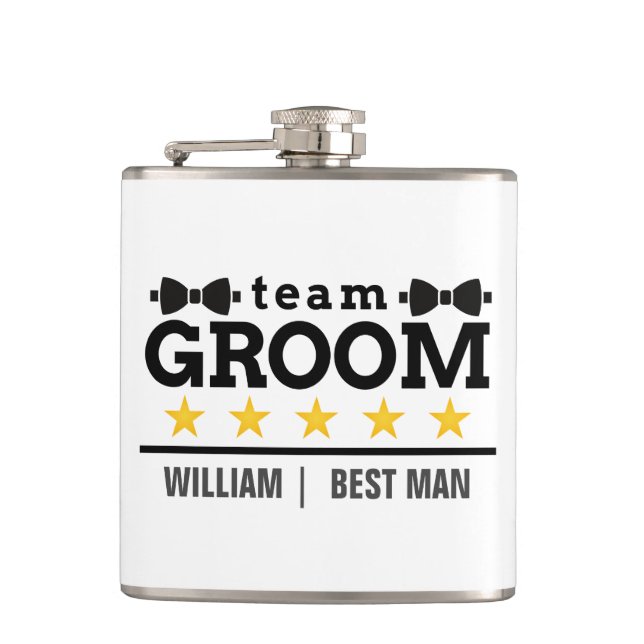 Personalized Team Groom Best Man Flask (Front)