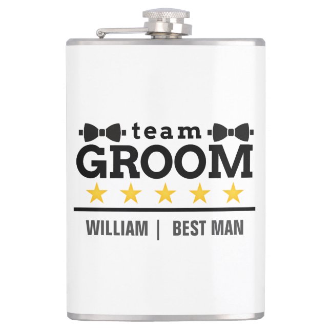Personalized Team Groom Best Man Flask (Front)