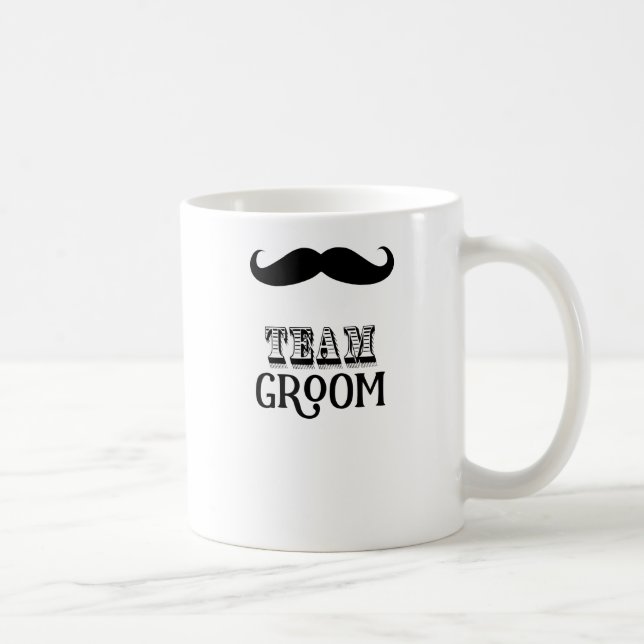 Personalized Team Groom Here Mr. Mustache Coffee Mug (Right)