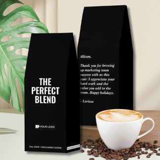 Personalized Team Holiday Gift Black & White Roasted Coffee