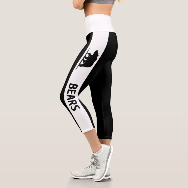 Personalized team logo black white  capri leggings (Left)