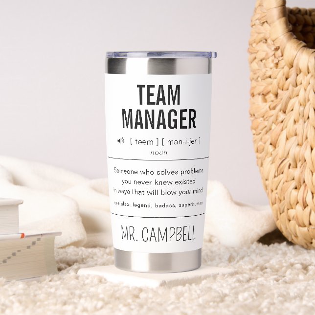 Personalized Team Manager Funny Insulated Tumbler (Living Room)