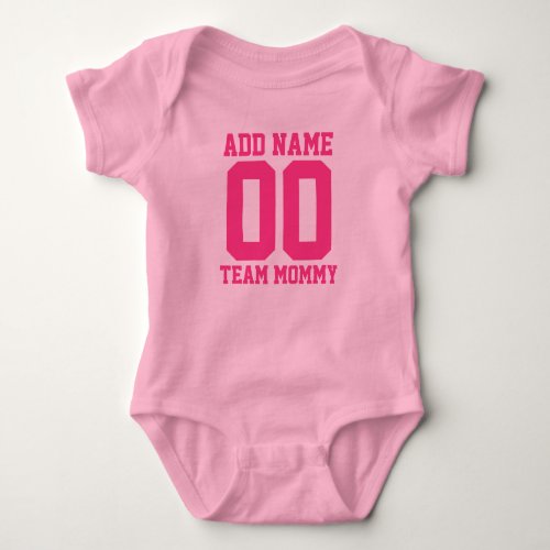 Personalized Team Mommy with Number Baby Bodysuit