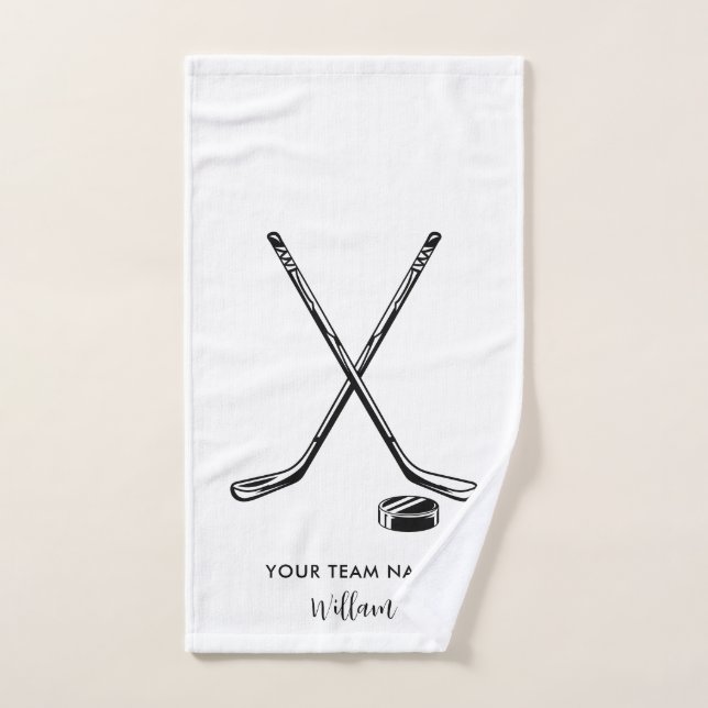 Personalized Team Name Ice Hockey White Custom Hand Towel (Hand Towel)