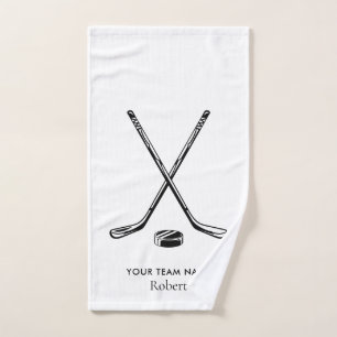 Personalized Team Name Ice Hockey White Custom Hand Towel