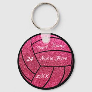 Personalized team name Pink glitter volleyball    Keychain