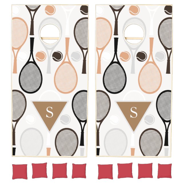 Personalized Team Name Player Tennis Rackets White Cornhole Set (Set)